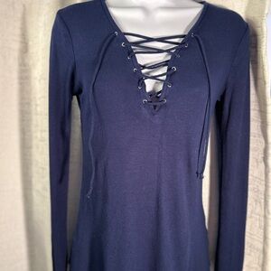Express Blue Lace Up Top Great fit. Excellent Condition Size Medium